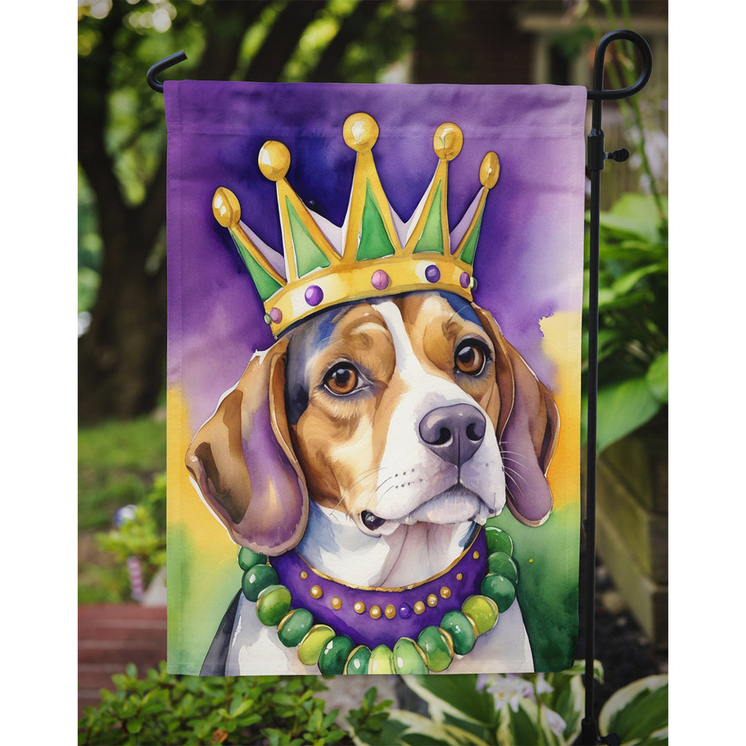 Beagle King of Mardi Gras Garden Flag Image 3