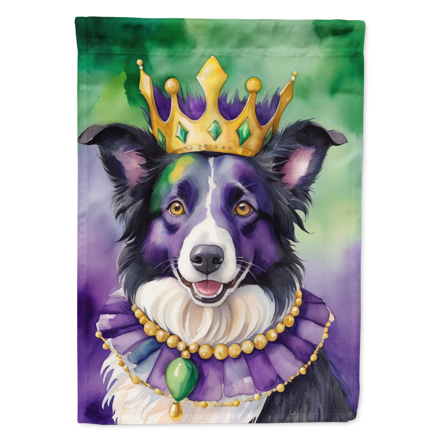 Border Collie King of Mardi Gras Garden Flag Image 1