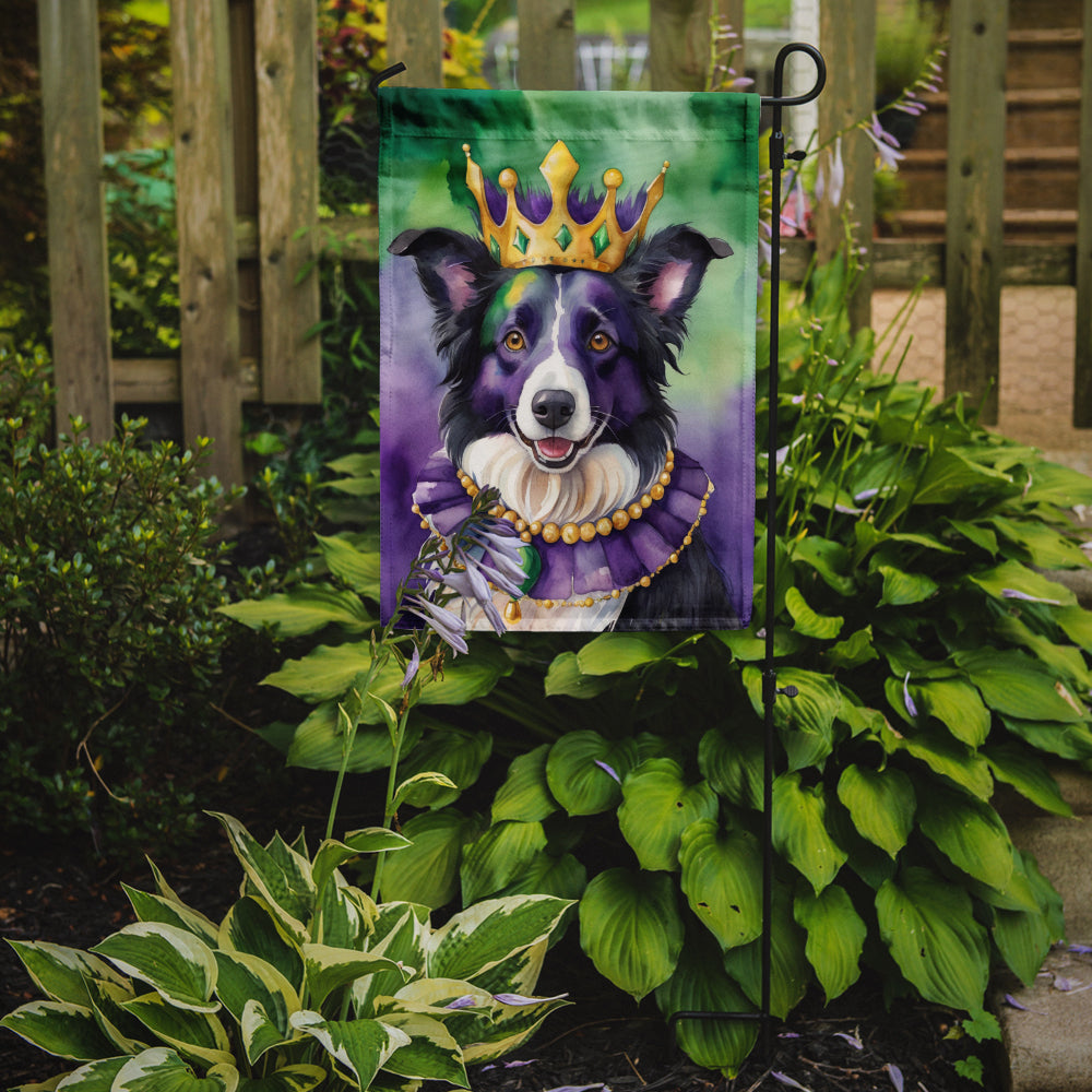 Border Collie King of Mardi Gras Garden Flag Image 2