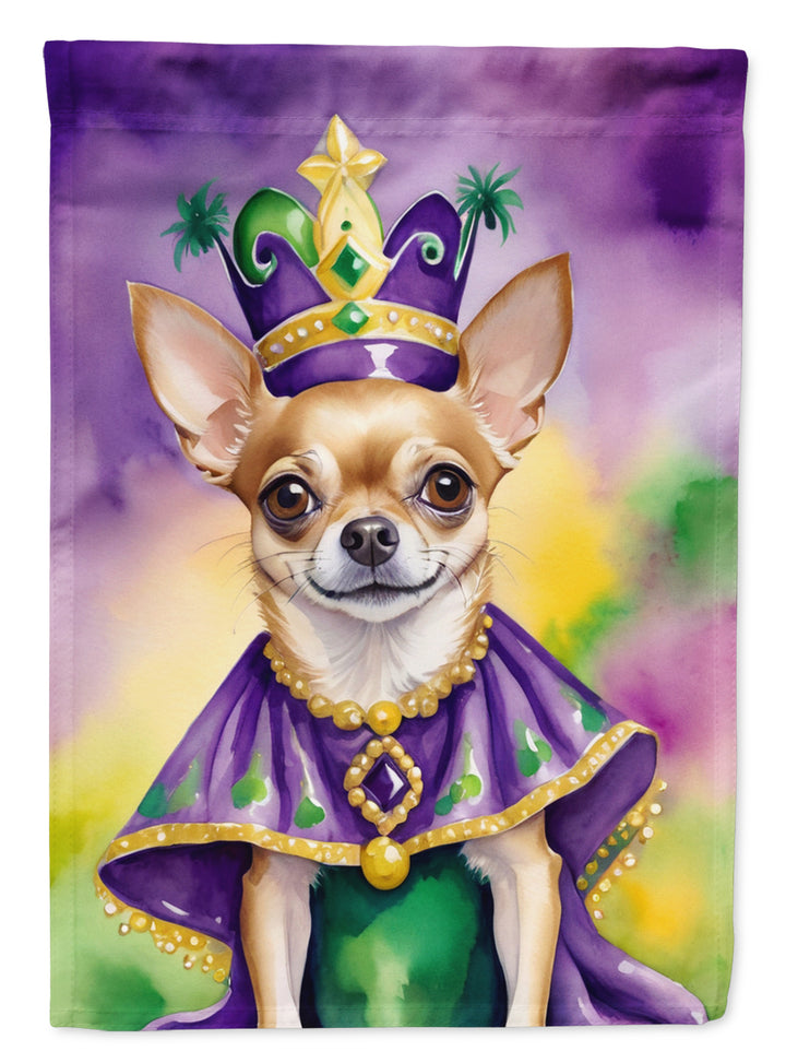 Chihuahua King of Mardi Gras Garden Flag Image 1