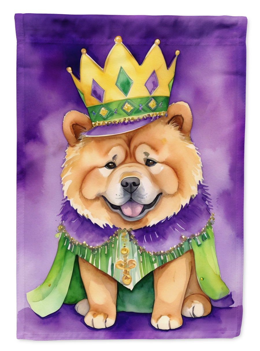 Chow Chow King of Mardi Gras Garden Flag Image 1