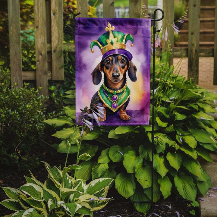 Dachshund King of Mardi Gras Garden Flag Image 2