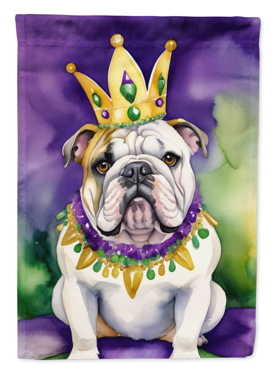 English Bulldog King of Mardi Gras Garden Flag Image 1