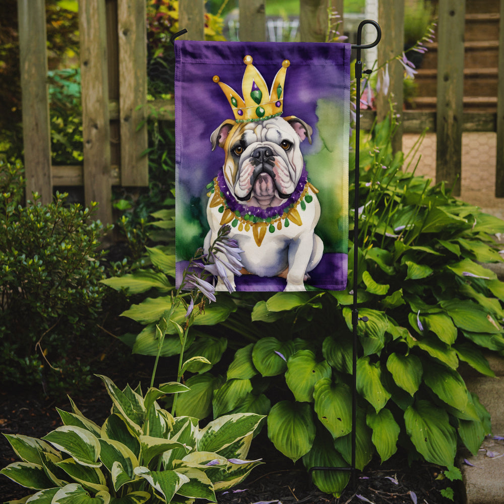 English Bulldog King of Mardi Gras Garden Flag Image 2