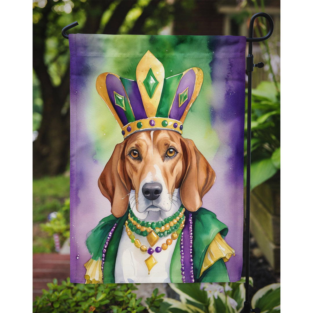 English Foxhound King of Mardi Gras Garden Flag Image 3