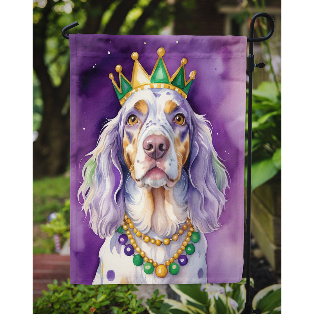 English Setter King of Mardi Gras Garden Flag Image 3