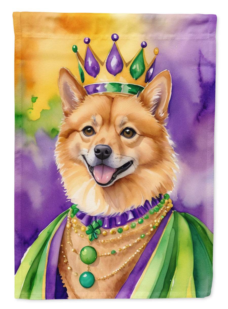 Finnish Spitz King of Mardi Gras Garden Flag Image 1