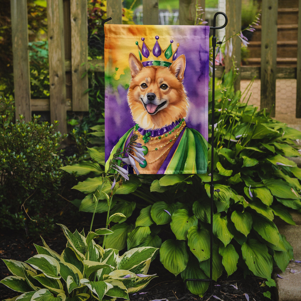 Finnish Spitz King of Mardi Gras Garden Flag Image 2