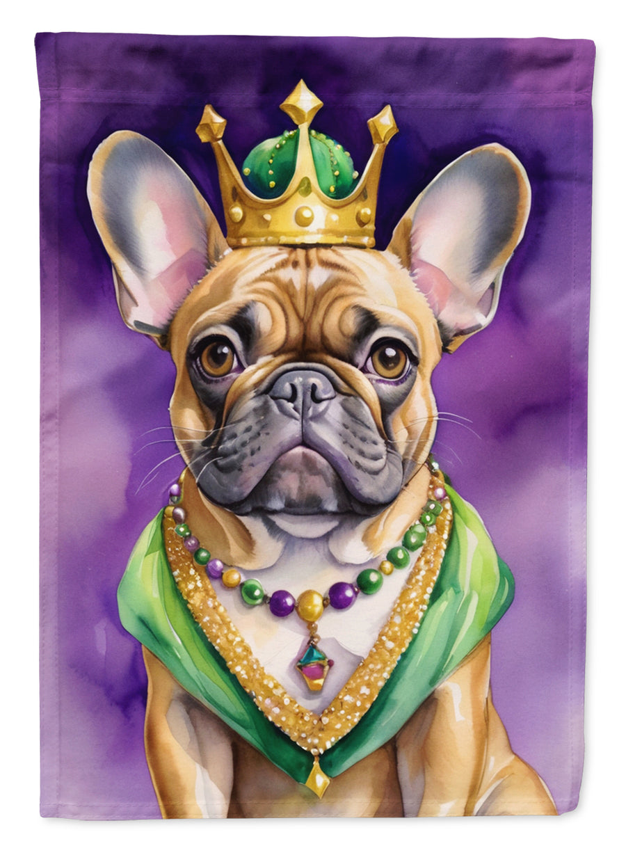 French Bulldog King of Mardi Gras Garden Flag Image 1