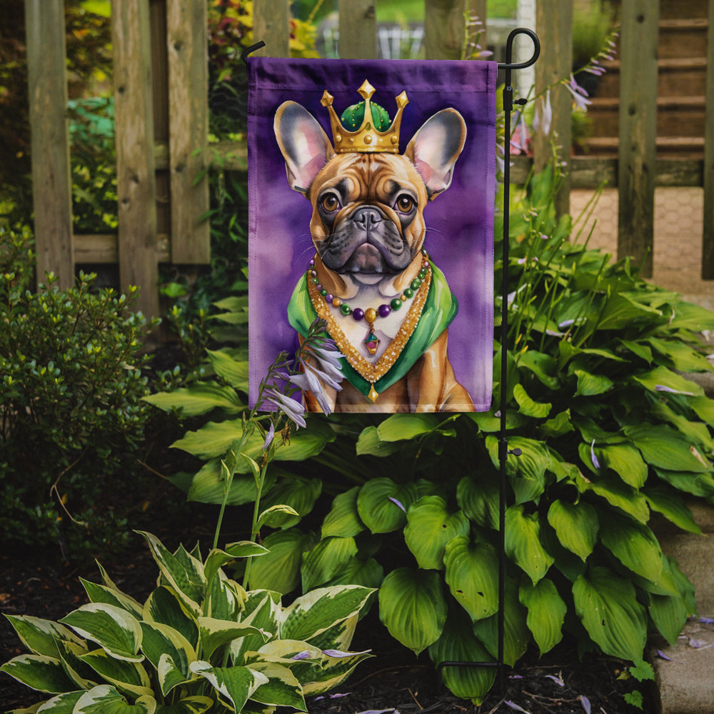 French Bulldog King of Mardi Gras Garden Flag Image 2