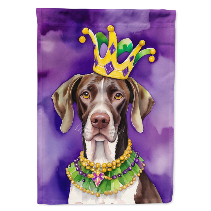 German Shorthaired Pointer King of Mardi Gras Garden Flag Image 1