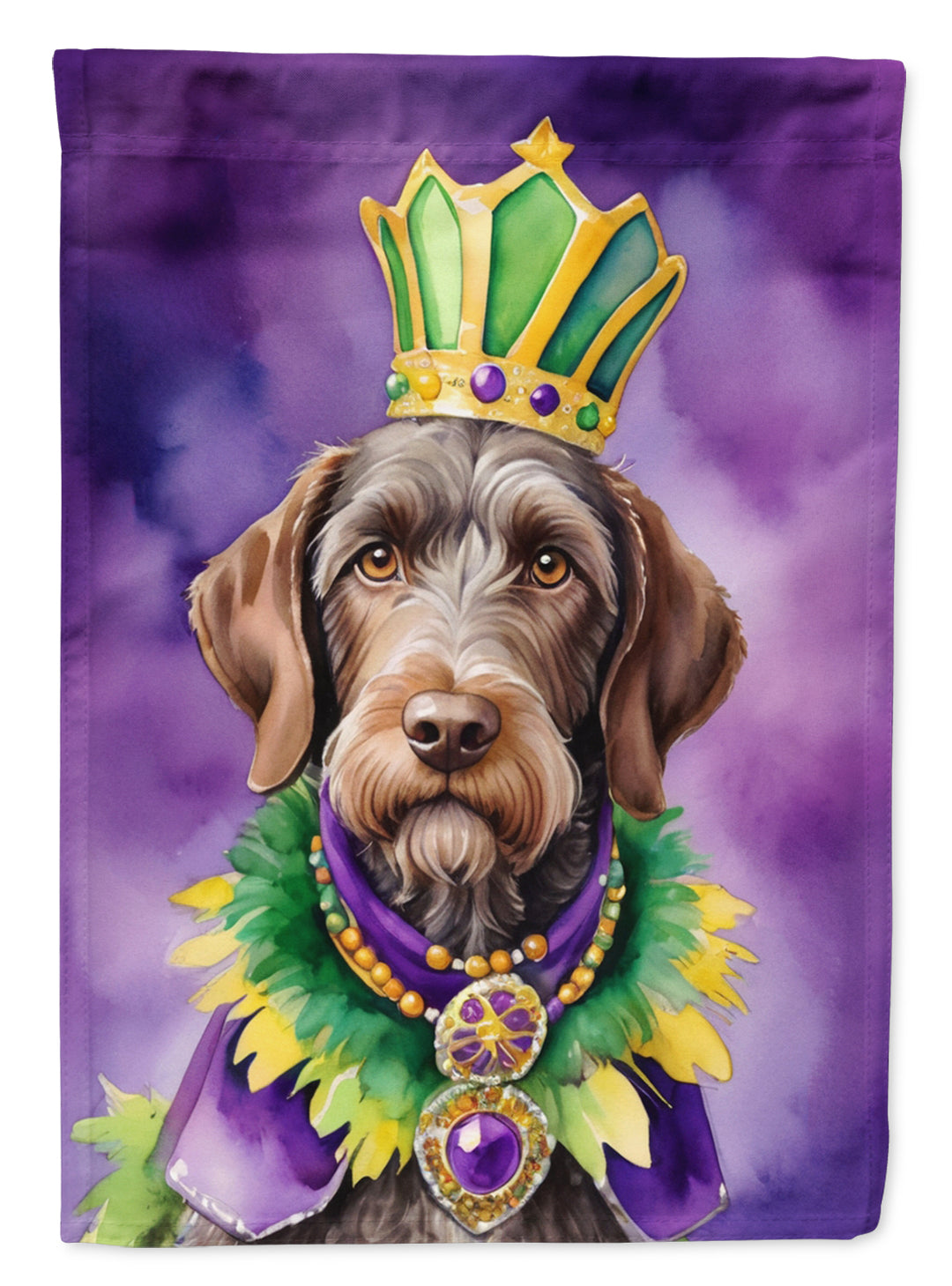 German Wirehaired Pointer King of Mardi Gras Garden Flag Image 1