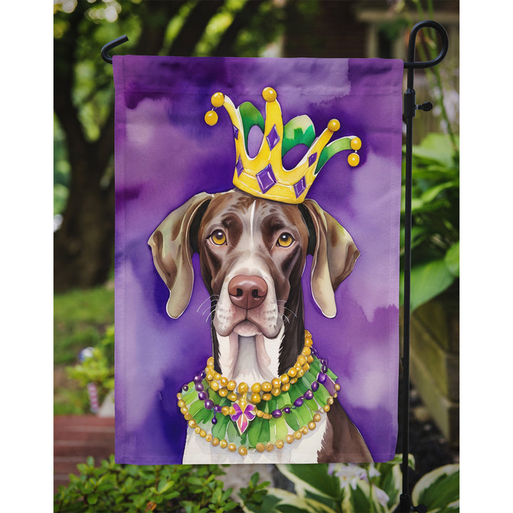 German Shorthaired Pointer King of Mardi Gras Garden Flag Image 3