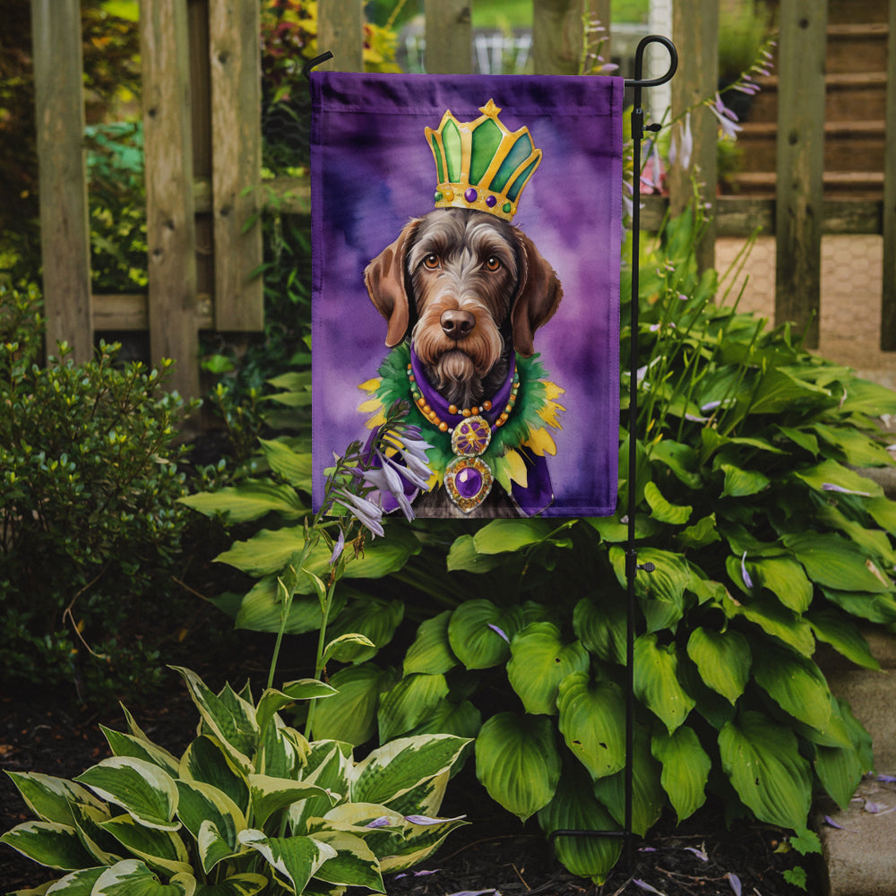 German Wirehaired Pointer King of Mardi Gras Garden Flag Image 2