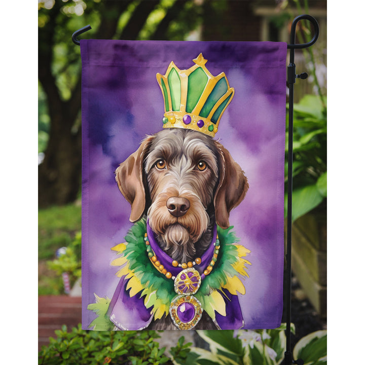 German Wirehaired Pointer King of Mardi Gras Garden Flag Image 3