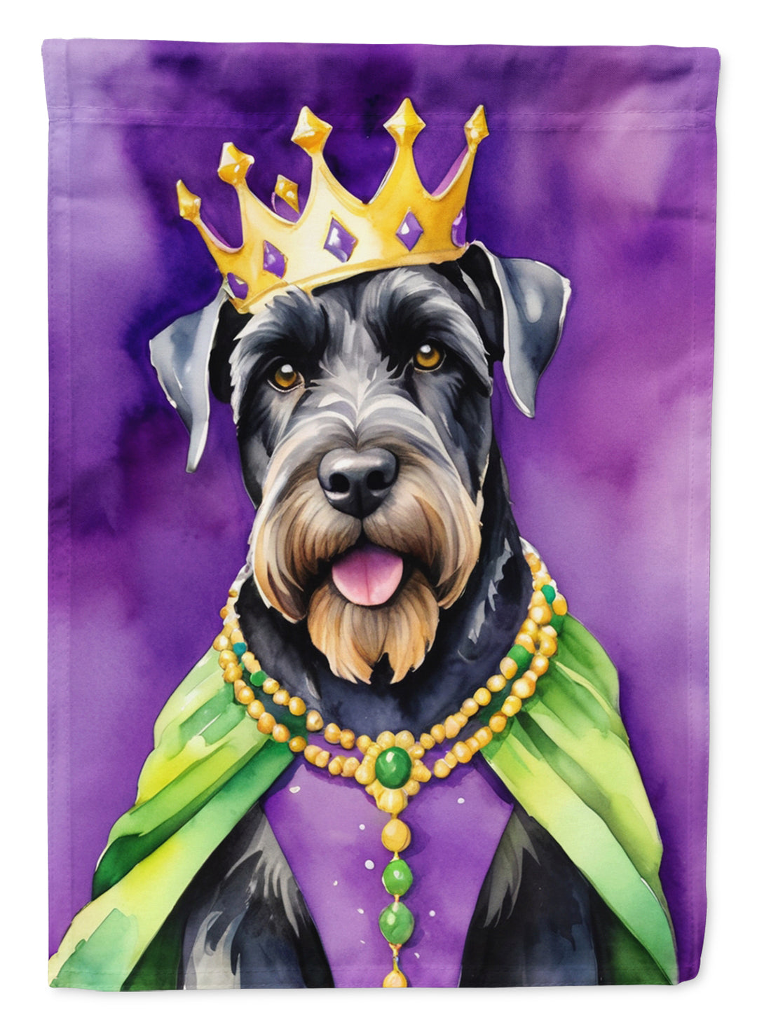 Giant Schnauzer King of Mardi Gras Garden Flag Image 1