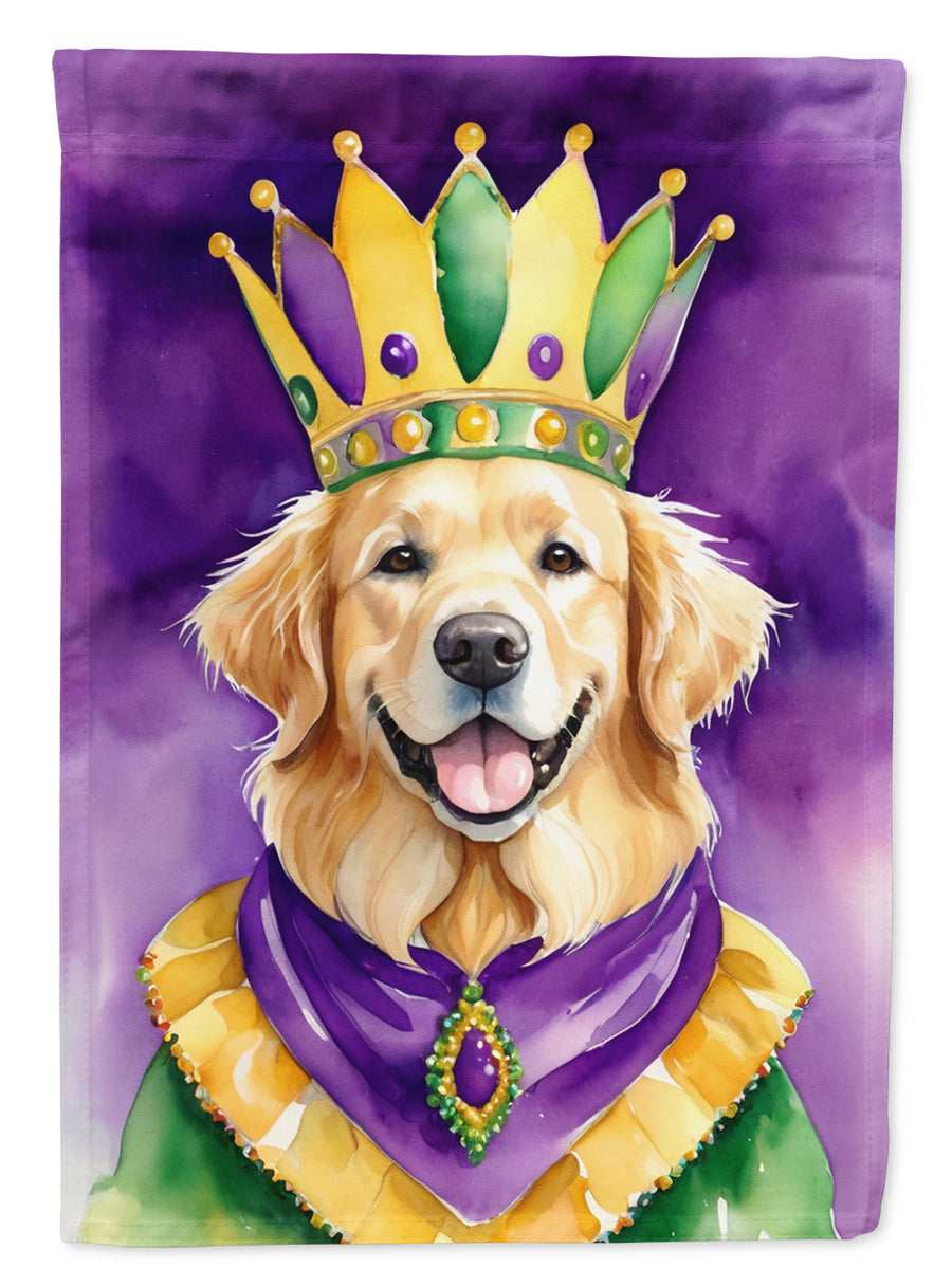 Golden Retriever King of Mardi Gras Garden Flag Image 1