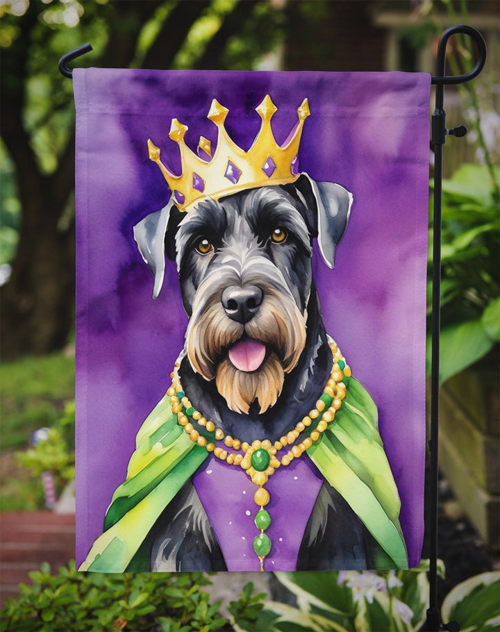 Giant Schnauzer King of Mardi Gras Garden Flag Image 3