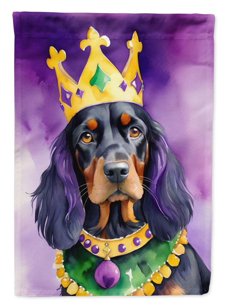 Gordon Setter King of Mardi Gras Garden Flag Image 1