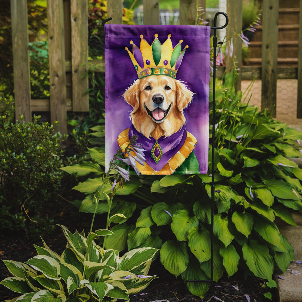 Golden Retriever King of Mardi Gras Garden Flag Image 2