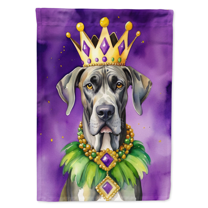 Great Dane King of Mardi Gras Garden Flag Image 1