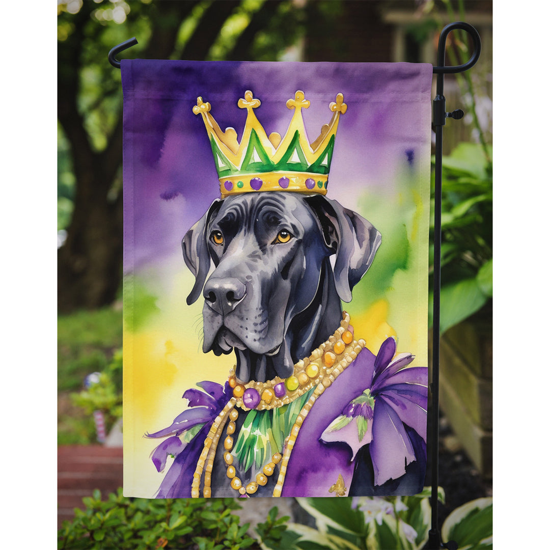 Great Dane King of Mardi Gras Garden Flag Image 3