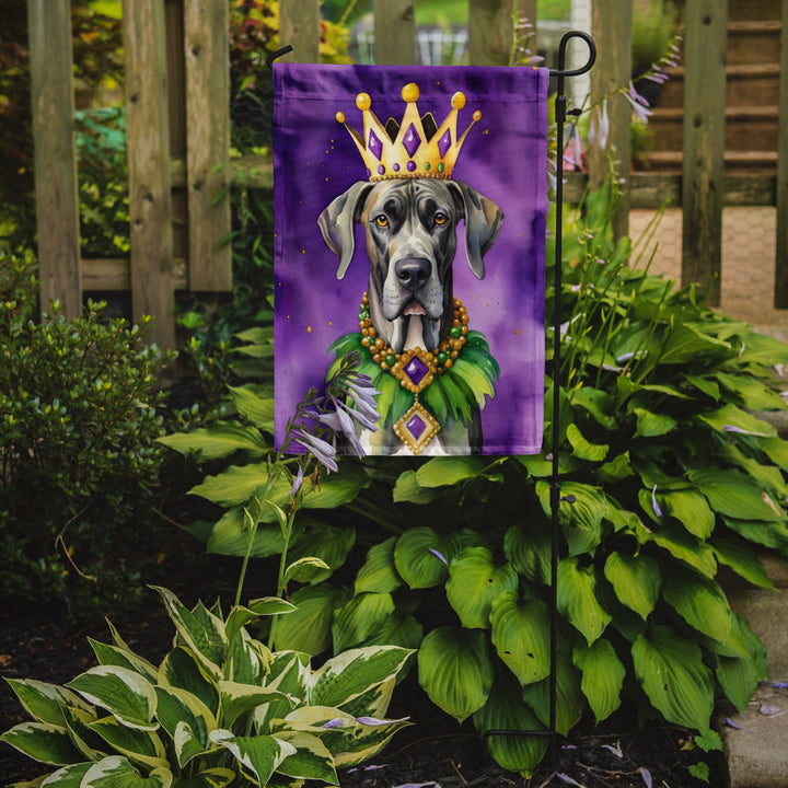 Great Dane King of Mardi Gras Garden Flag Image 2