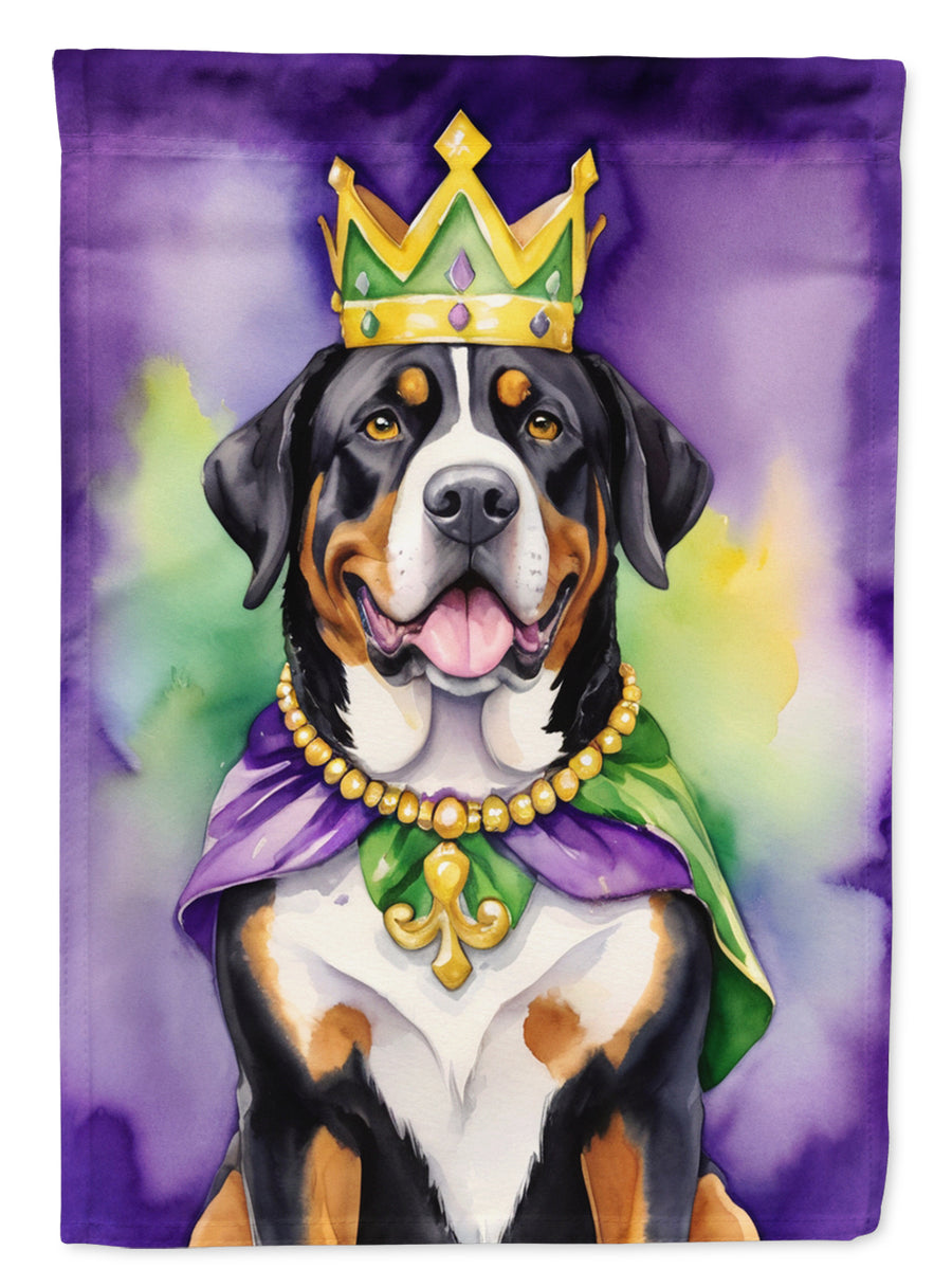 Greater Swiss Mountain Dog King of Mardi Gras Garden Flag Image 1