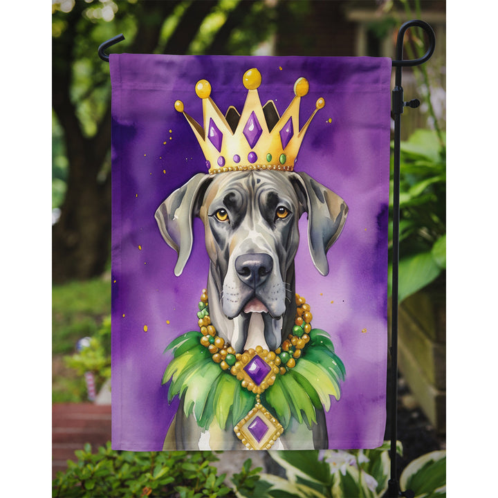 Great Dane King of Mardi Gras Garden Flag Image 3