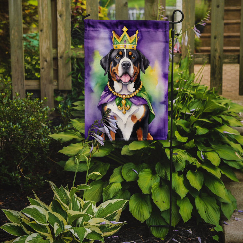 Greater Swiss Mountain Dog King of Mardi Gras Garden Flag Image 2