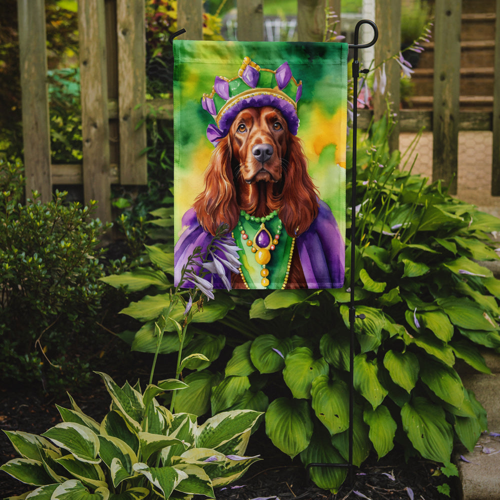 Irish Setter King of Mardi Gras Garden Flag Image 2