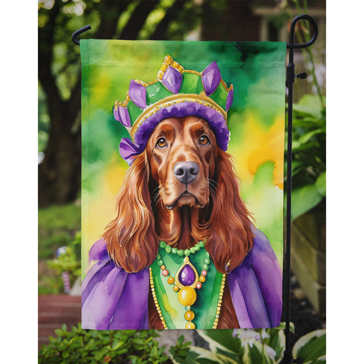 Irish Setter King of Mardi Gras Garden Flag Image 3