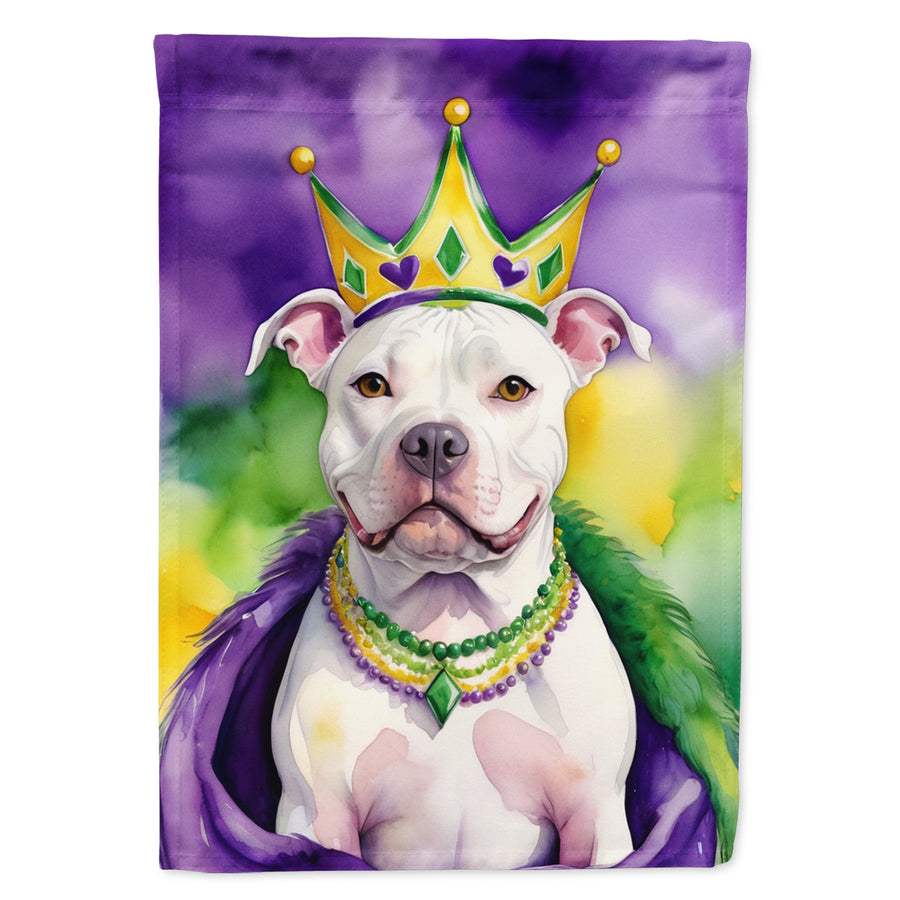 Pit Bull Terrier King of Mardi Gras Garden Flag Image 1