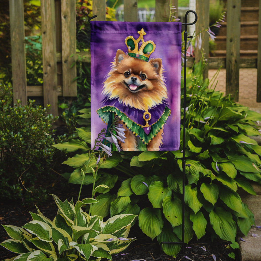 Pomeranian King of Mardi Gras Garden Flag Image 2