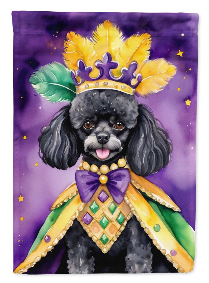 Black Poodle King of Mardi Gras Garden Flag Image 1