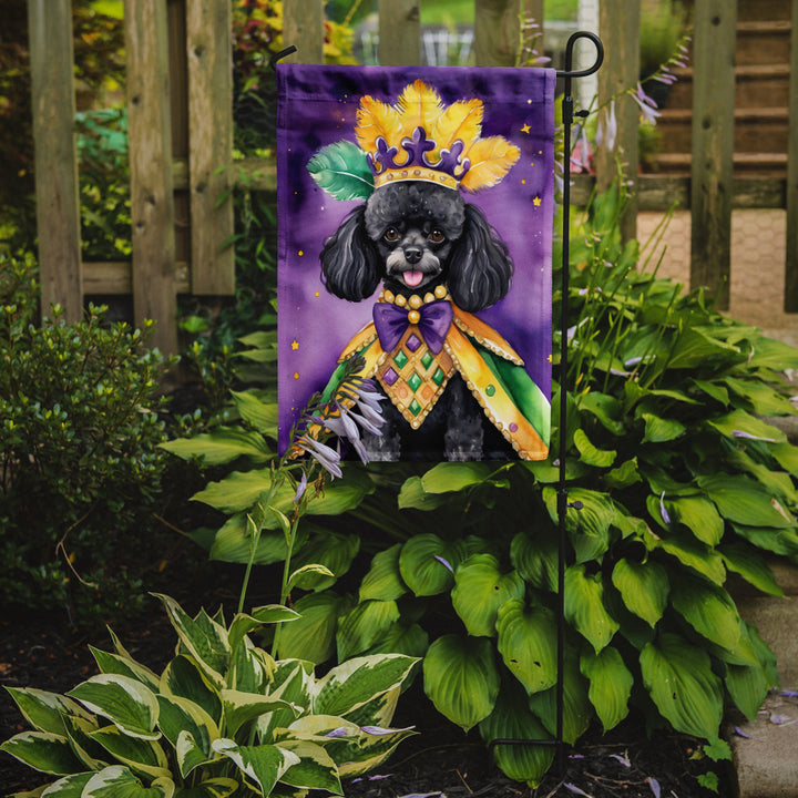 Black Poodle King of Mardi Gras Garden Flag Image 2