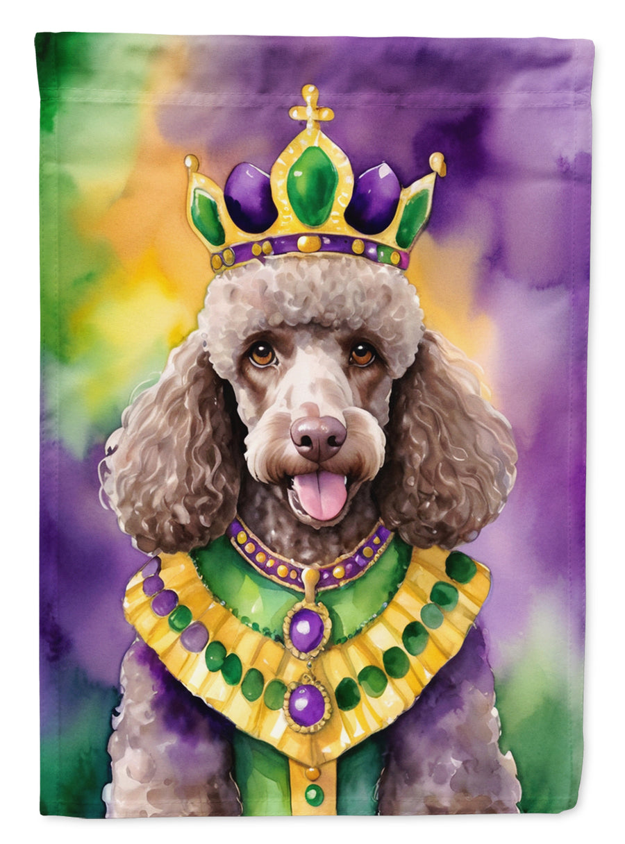 Chocolate Poodle King of Mardi Gras Garden Flag Image 1