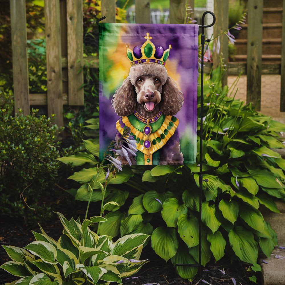 Chocolate Poodle King of Mardi Gras Garden Flag Image 2