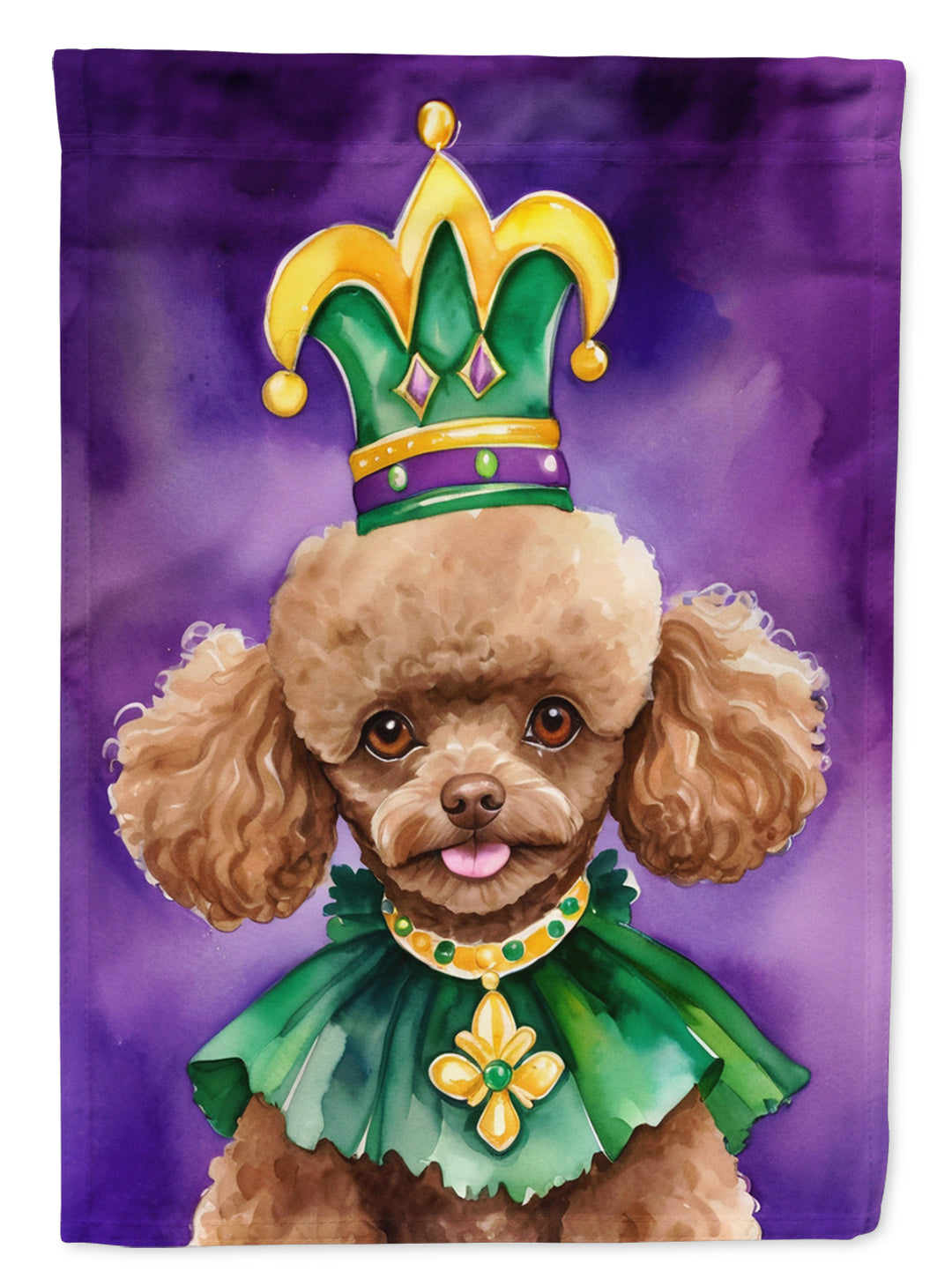 Poodle King of Mardi Gras Garden Flag Image 1