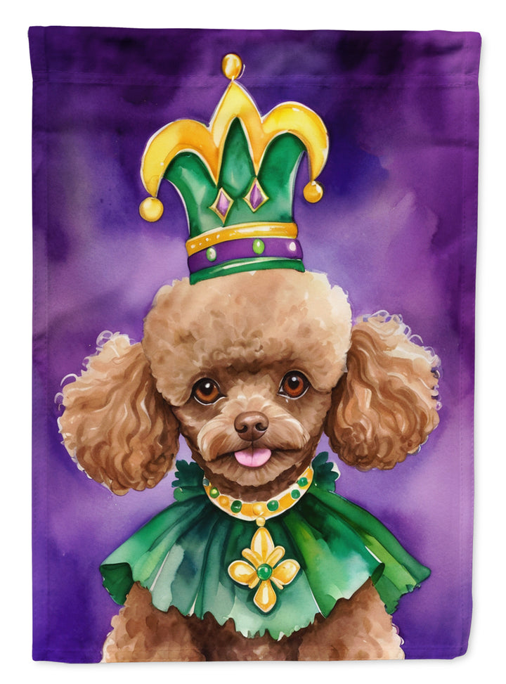 Poodle King of Mardi Gras Garden Flag Image 1