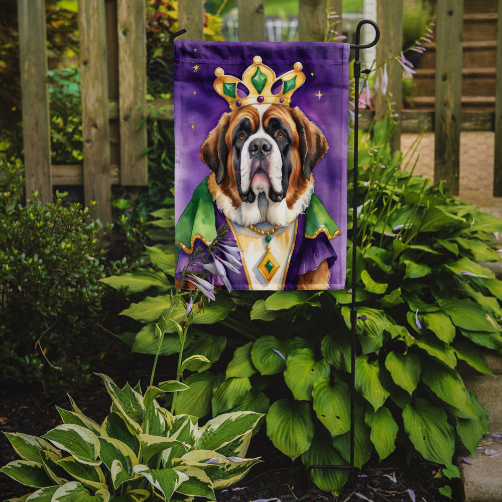 Saint Bernard King of Mardi Gras Garden Flag Image 2