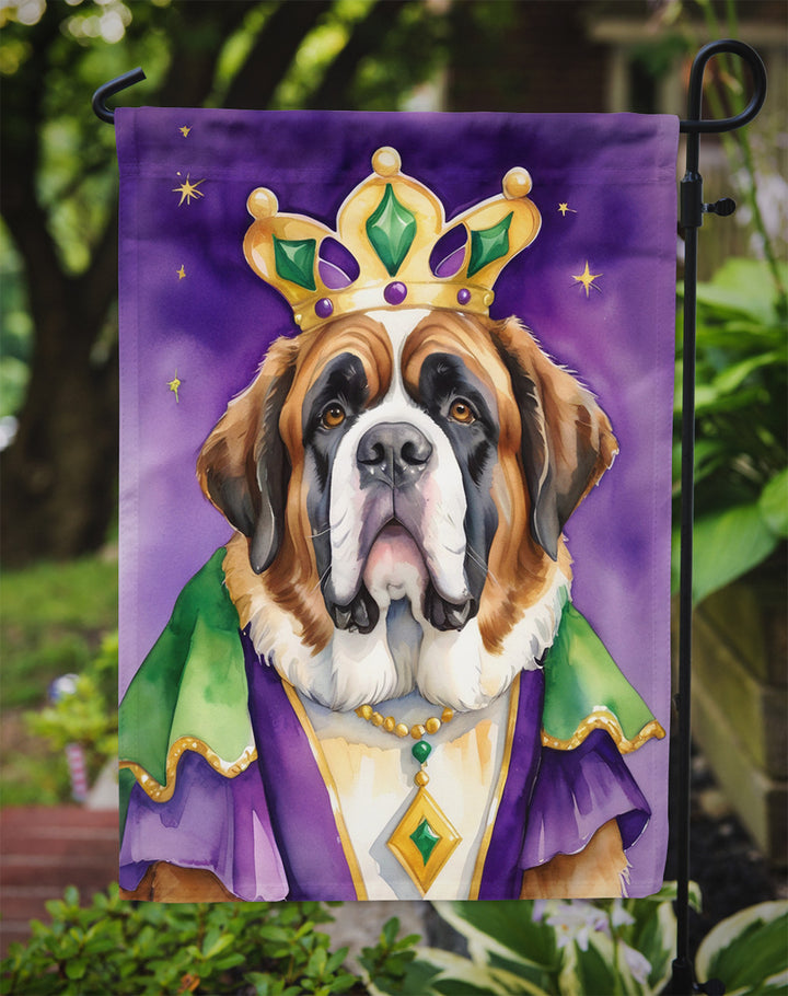 Saint Bernard King of Mardi Gras Garden Flag Image 3