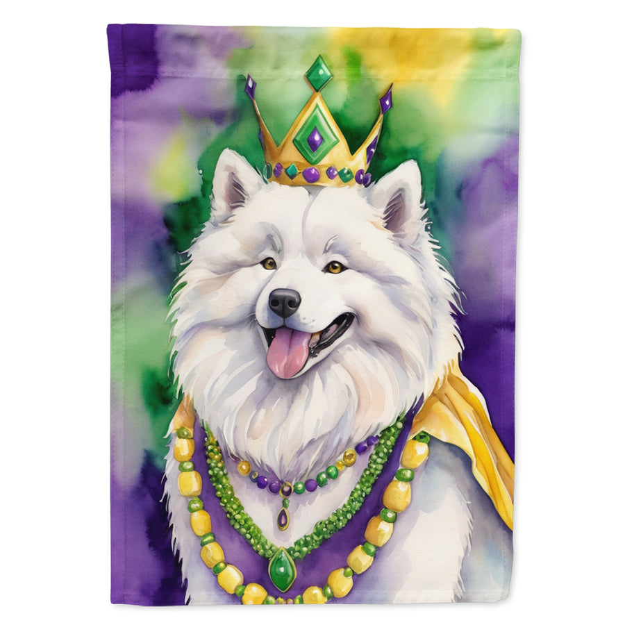 Samoyed King of Mardi Gras Garden Flag Image 1