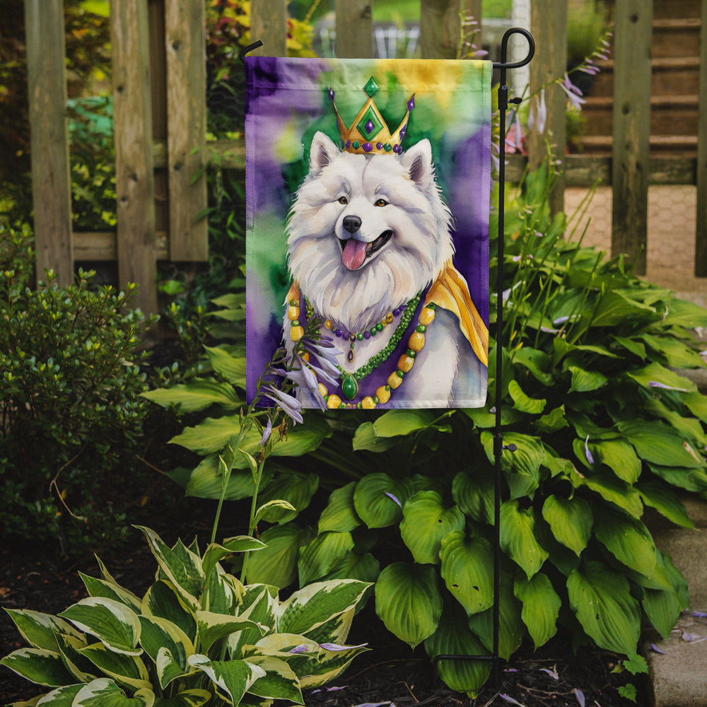 Samoyed King of Mardi Gras Garden Flag Image 2