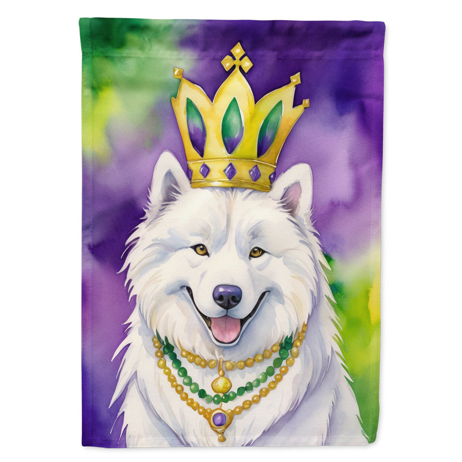 Samoyed King of Mardi Gras Garden Flag Image 1