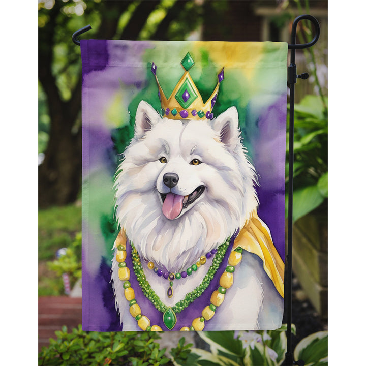 Samoyed King of Mardi Gras Garden Flag Image 3