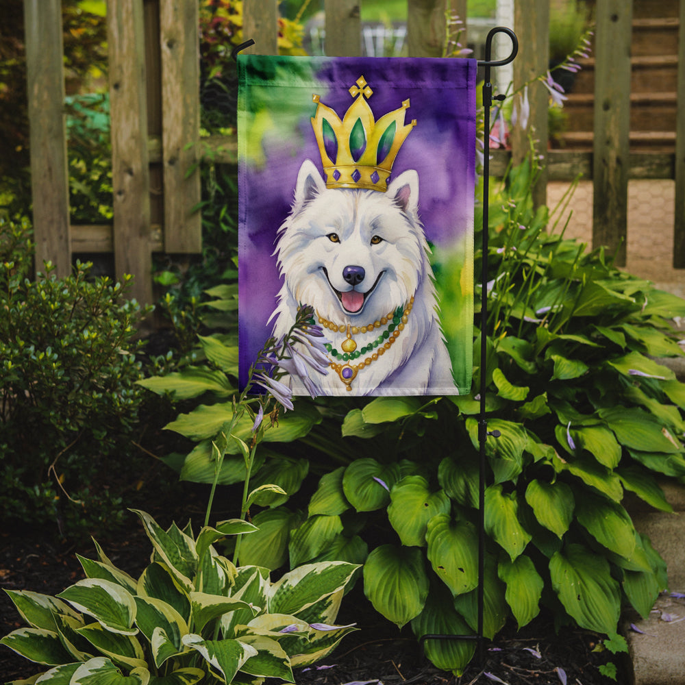 Samoyed King of Mardi Gras Garden Flag Image 2