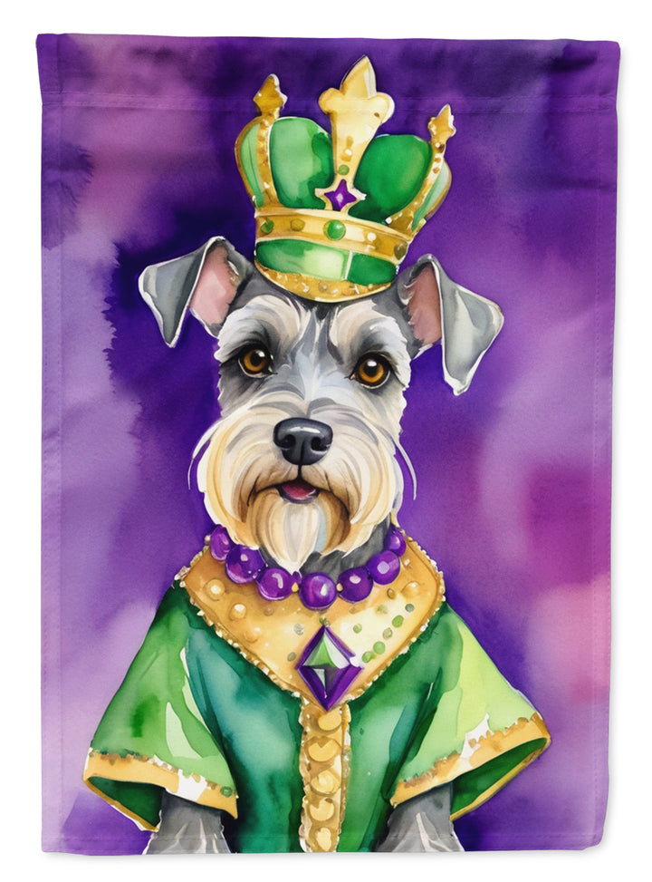 Schnauzer King of Mardi Gras Garden Flag Image 1