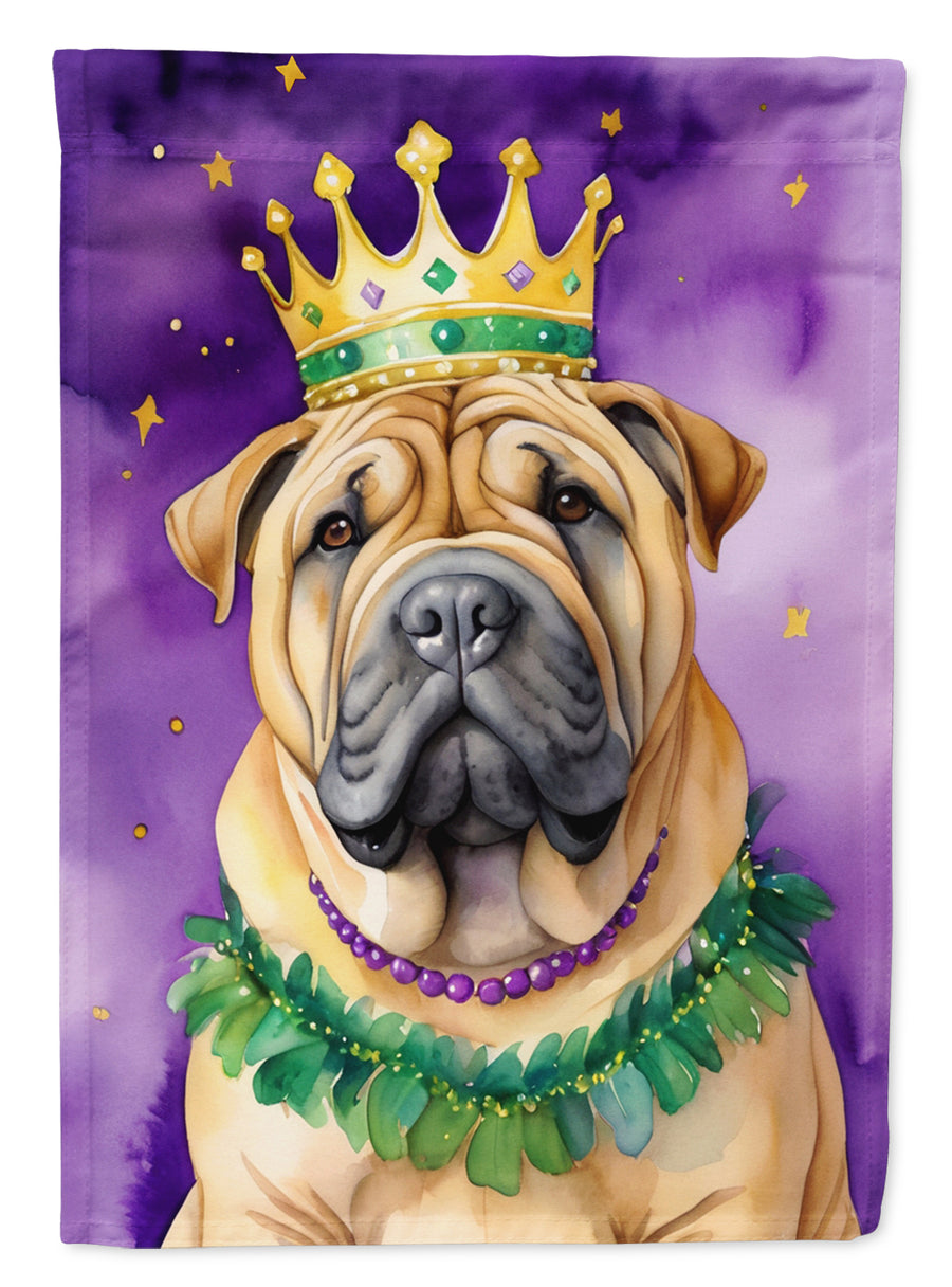 Shar Pei King of Mardi Gras Garden Flag Image 1