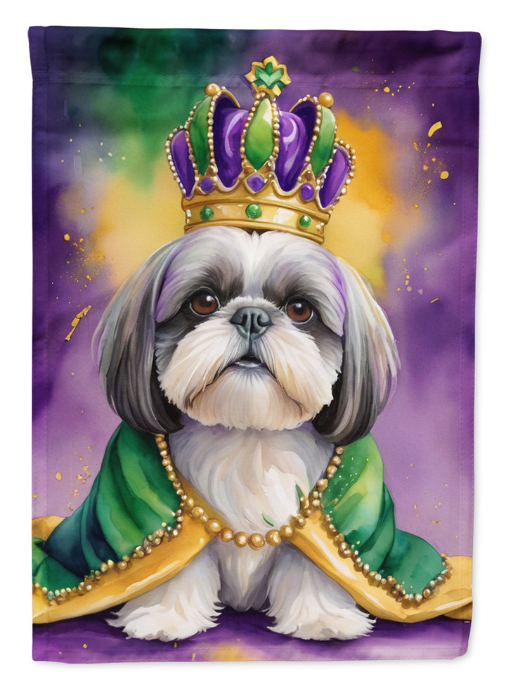 Shih Tzu King of Mardi Gras Garden Flag Image 1